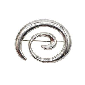 Napier Vintage Silver Tone Swirl Large Brooch Pin